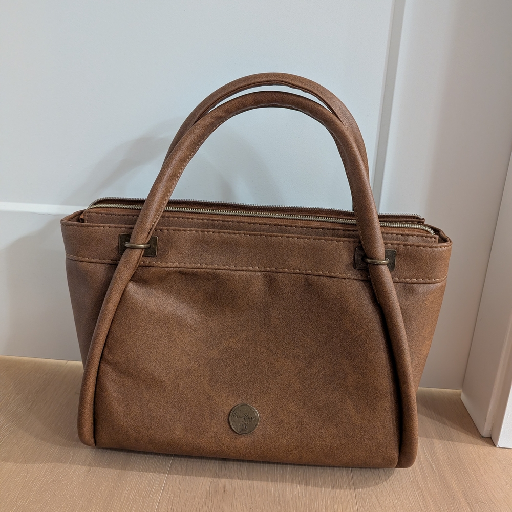 Brown Shoulder Bag Floral Lined Handmade Purse